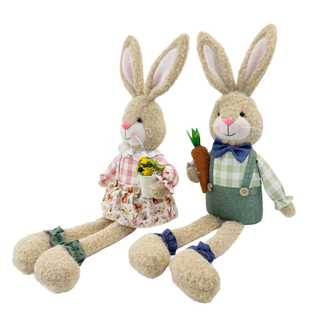 Easter Bunny Decor Craft Cute Rabbit Figurine For Shelf Mantle Spring Home Decoration Table Centerpiece Ornament