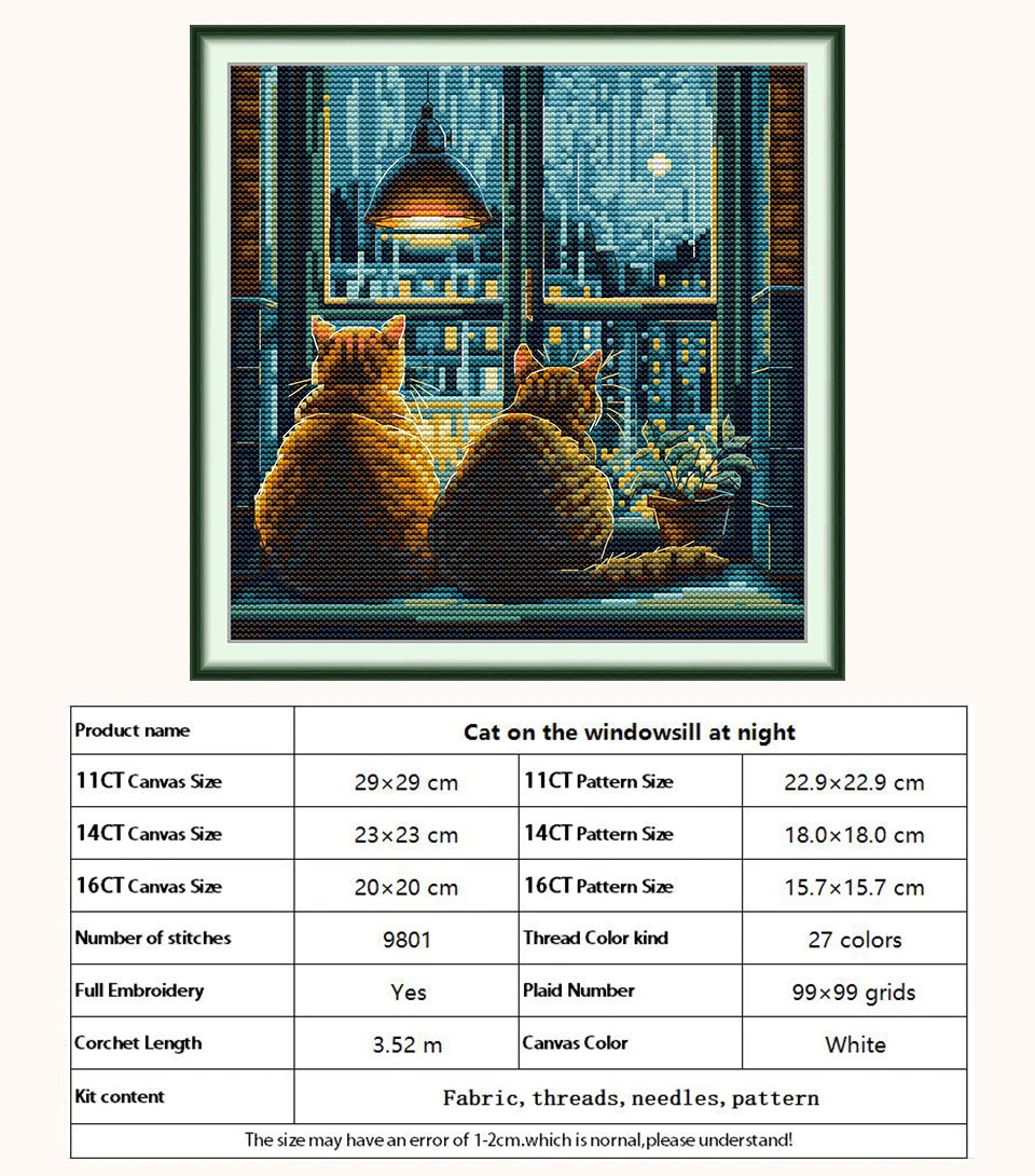 Cat On The Windowsill Patterns Counted Cross Stitch Set DIY 11CT 14CT 16CT Stamped DMC Cross-stitch Kit Embroidery Needlework