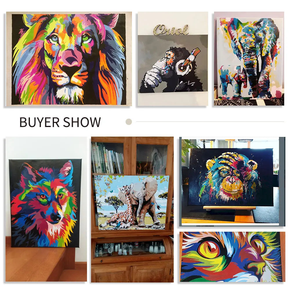 GATYZTORY Oil Painting By Numbers | Horse Cat Animal Modern Home Decoration