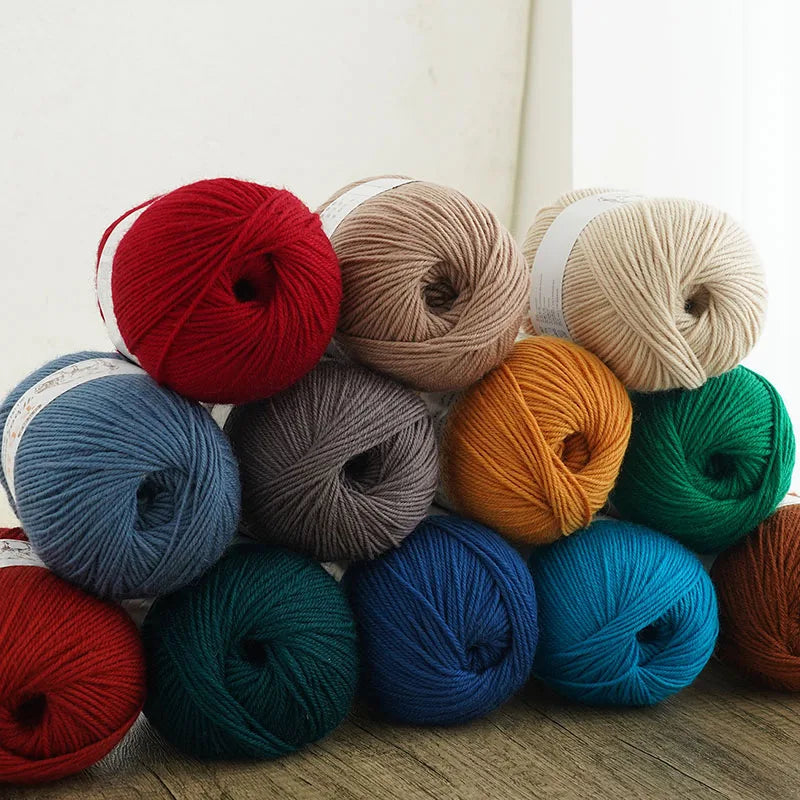500g Pure Color Medium Wool Yarn