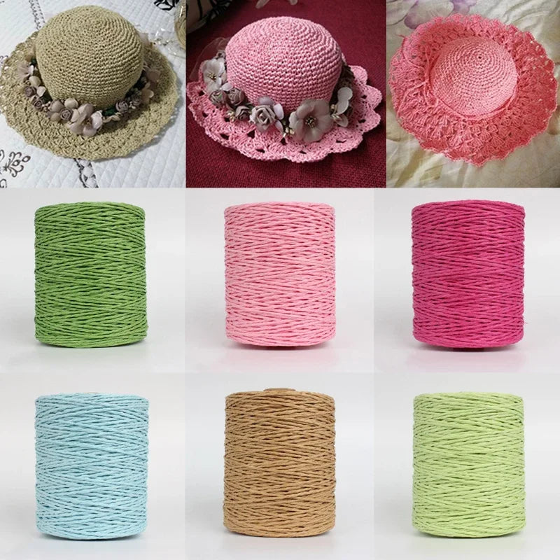 1Roll 280-300M Colorful Threads Natural Raffia Straw Yarn
