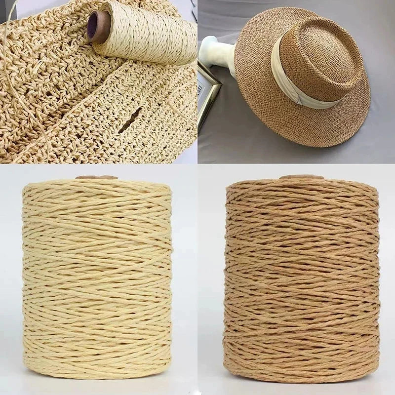 1Roll 280-300M Colorful Threads Natural Raffia Straw Yarn