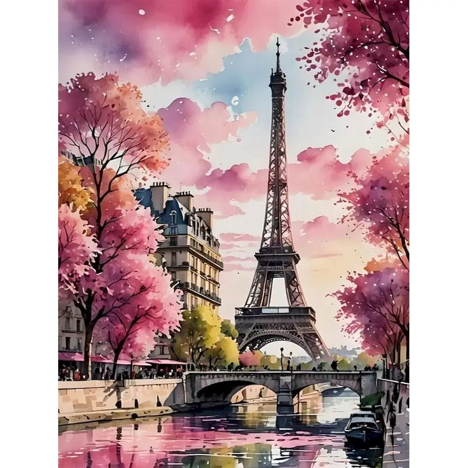 GATYZTORY Paint By Numbers Eiffel Tower City Scenery Paintings On Number Crafts Supplies Adults Handiwork Oil Decoration Home