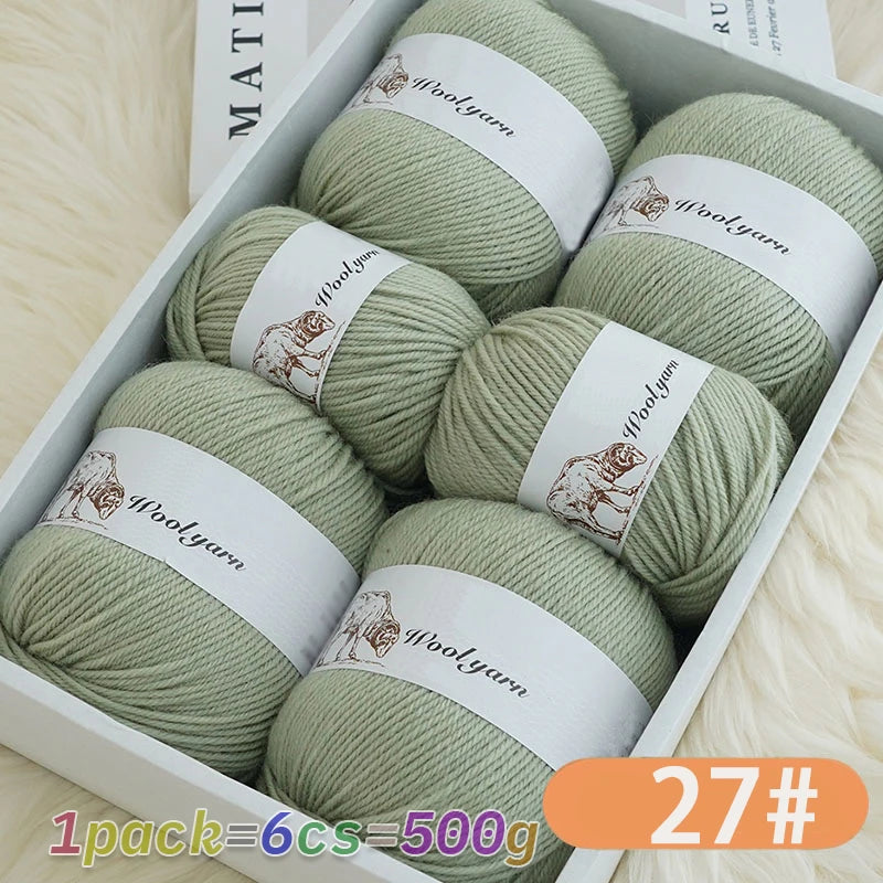 500g Pure Color Medium Wool Yarn