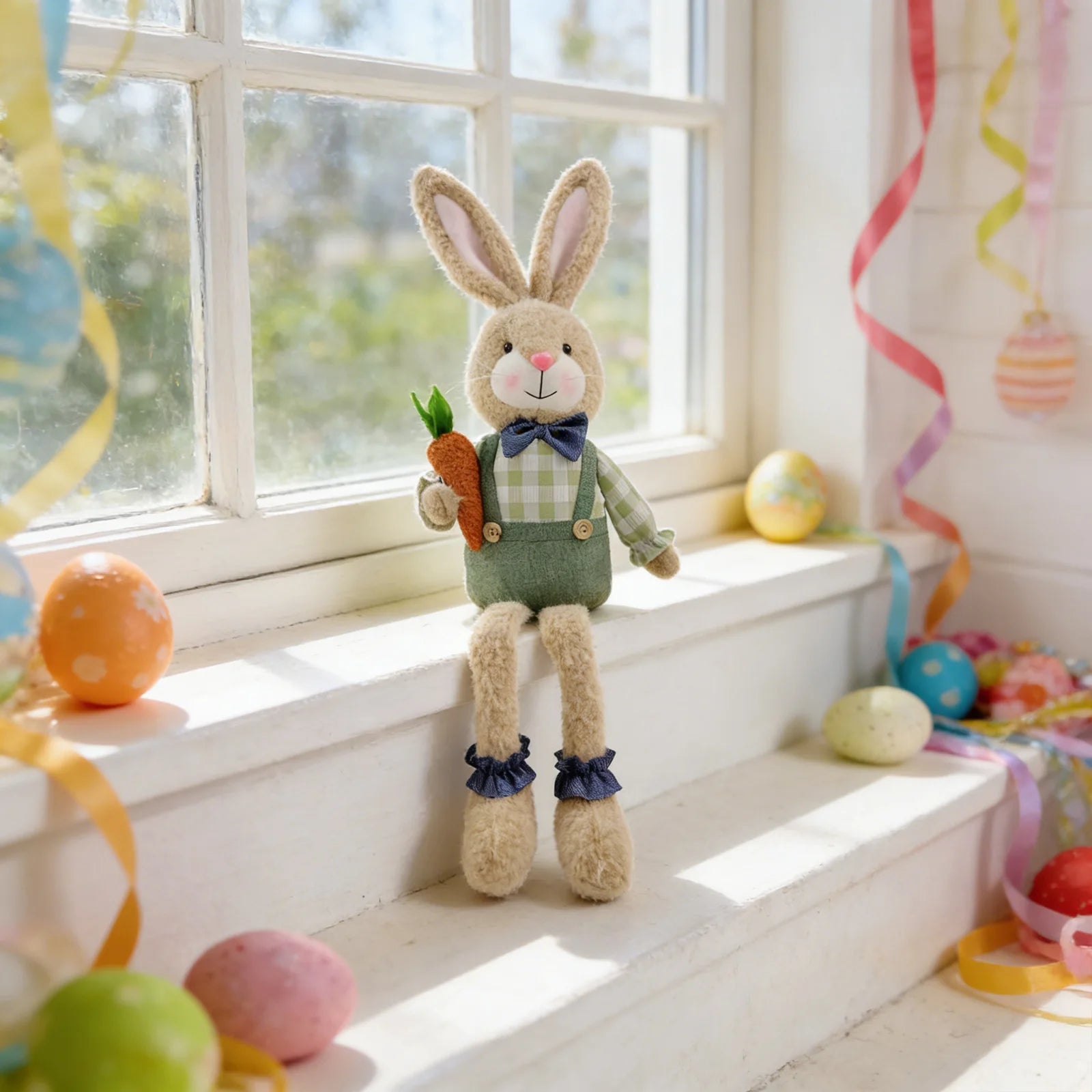 Easter Bunny Decor Craft Cute Rabbit Figurine For Shelf Mantle Spring Home Decoration Table Centerpiece Ornament