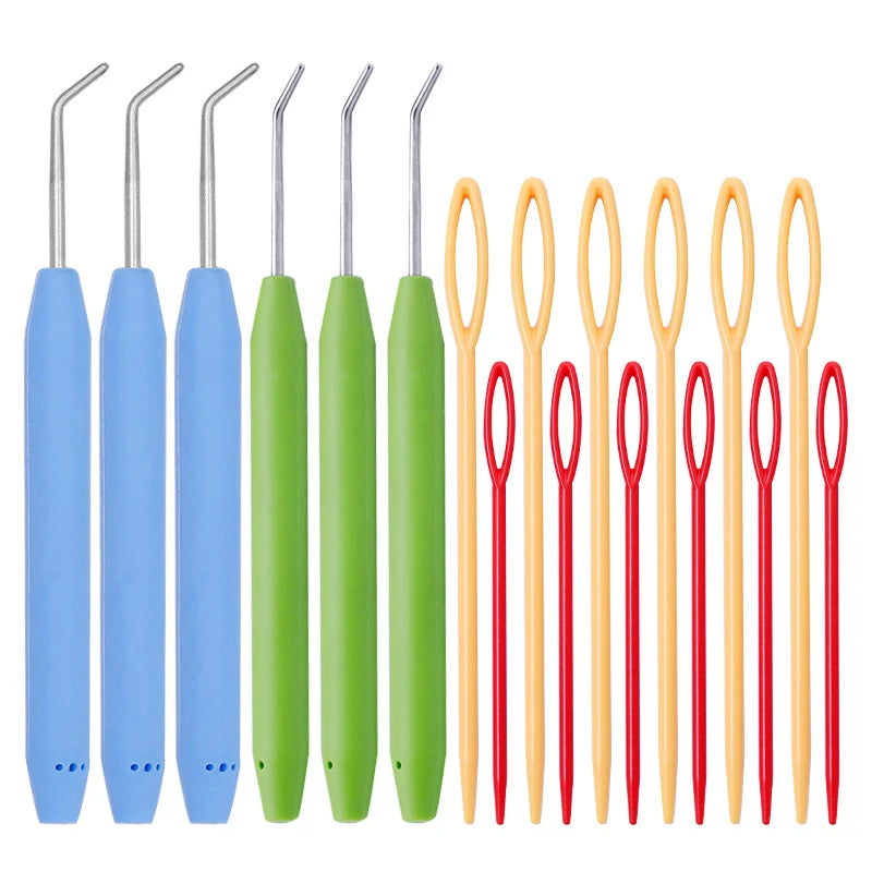 Knit Loom Hook Set 6Pcs Knitting Loom Hook With Plastic Knitting Needles Crochet Needle Kit