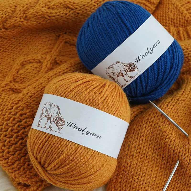 500g Pure Color Medium Wool Yarn