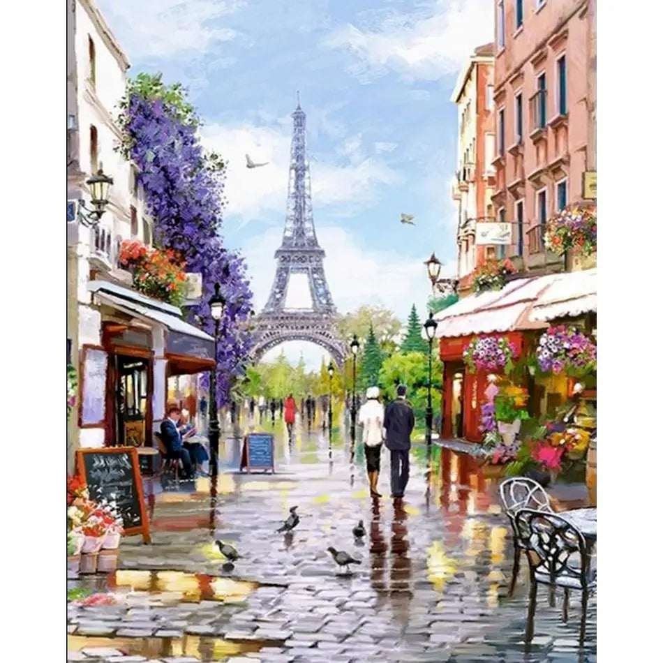 GATYZTORY Paint By Numbers Eiffel Tower City Scenery Paintings On Number Crafts Supplies Adults Handiwork Oil Decoration Home
