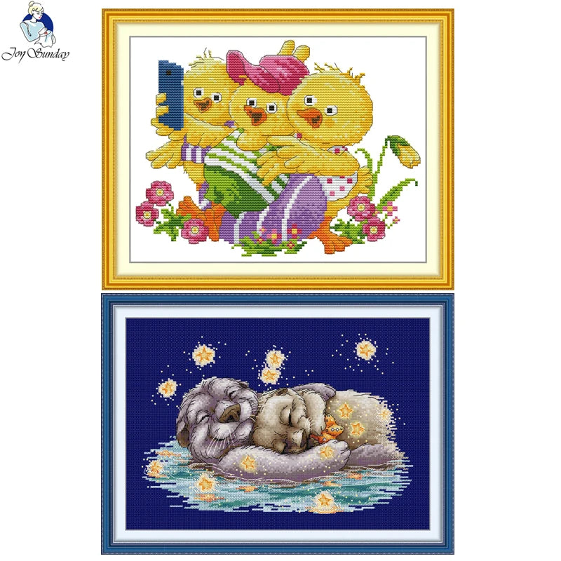 Joy Sunday Cross Stitch Kit Animal Style Pattern Stamped Counted Canvas 11CT 14CT 16CT DIY Embroidery Set Home Decor - 20250509