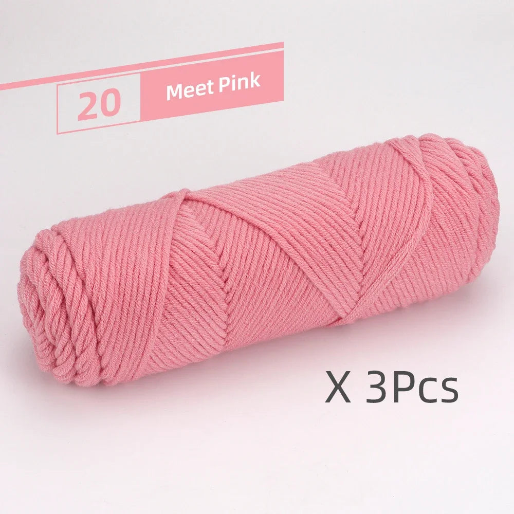 Light Worsted Soft Cotton Yarn | Pack of 3 Pcs-300g/10.5oz