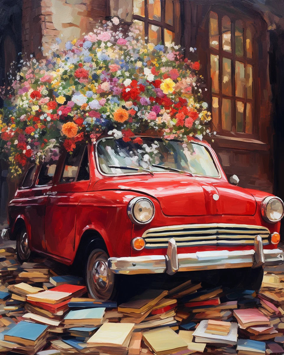 Painting By Numbers Bus Flowers Meadow Landscape Adult Oil Kit Seascape