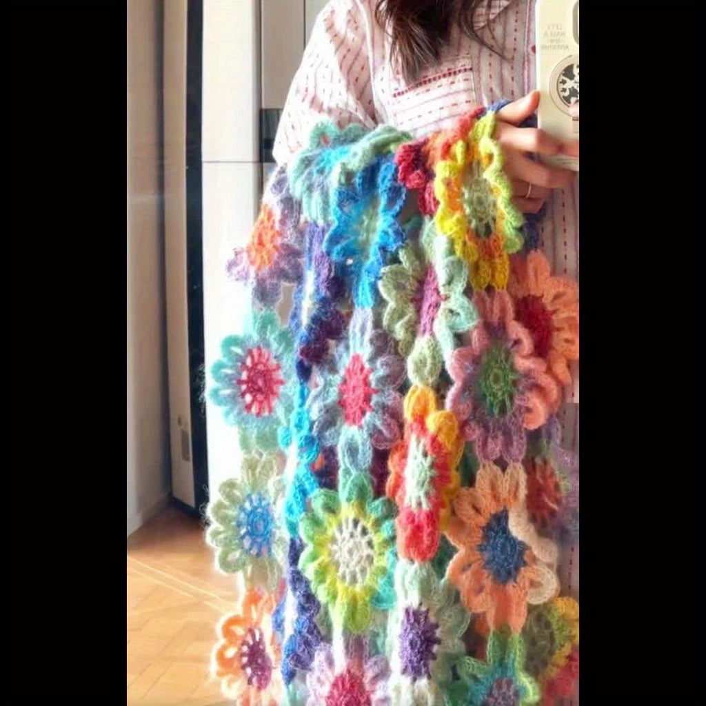 Gradient Rainbow Floral Crochet Blanket Kit