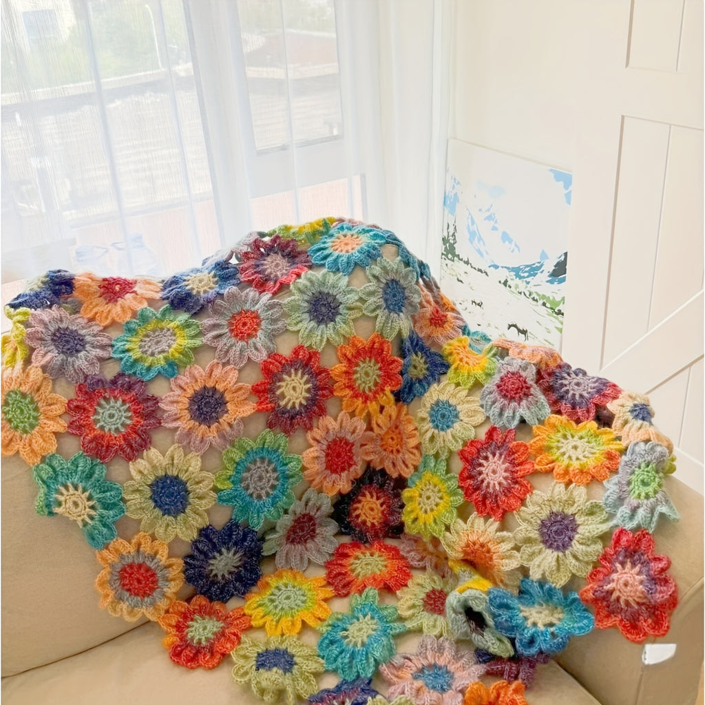 Gradient Rainbow Floral Crochet Blanket Kit